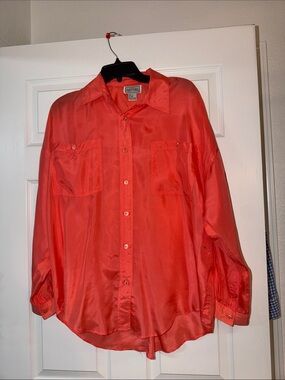 Croquet Club 100% Silk Button-Front Blouse